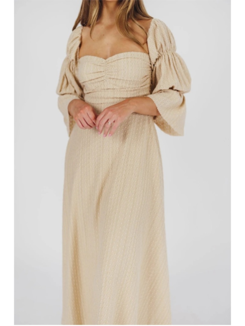 Worth Collective Corrine Maxi Dress Beige Maternity Whimsical Neutral Small